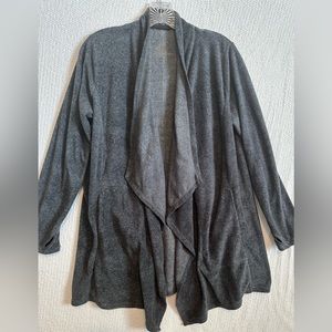 Cuddl Duds Womans‎ Fleecewear with Stretch hooded cozy Wrap Cardigan gray S/M